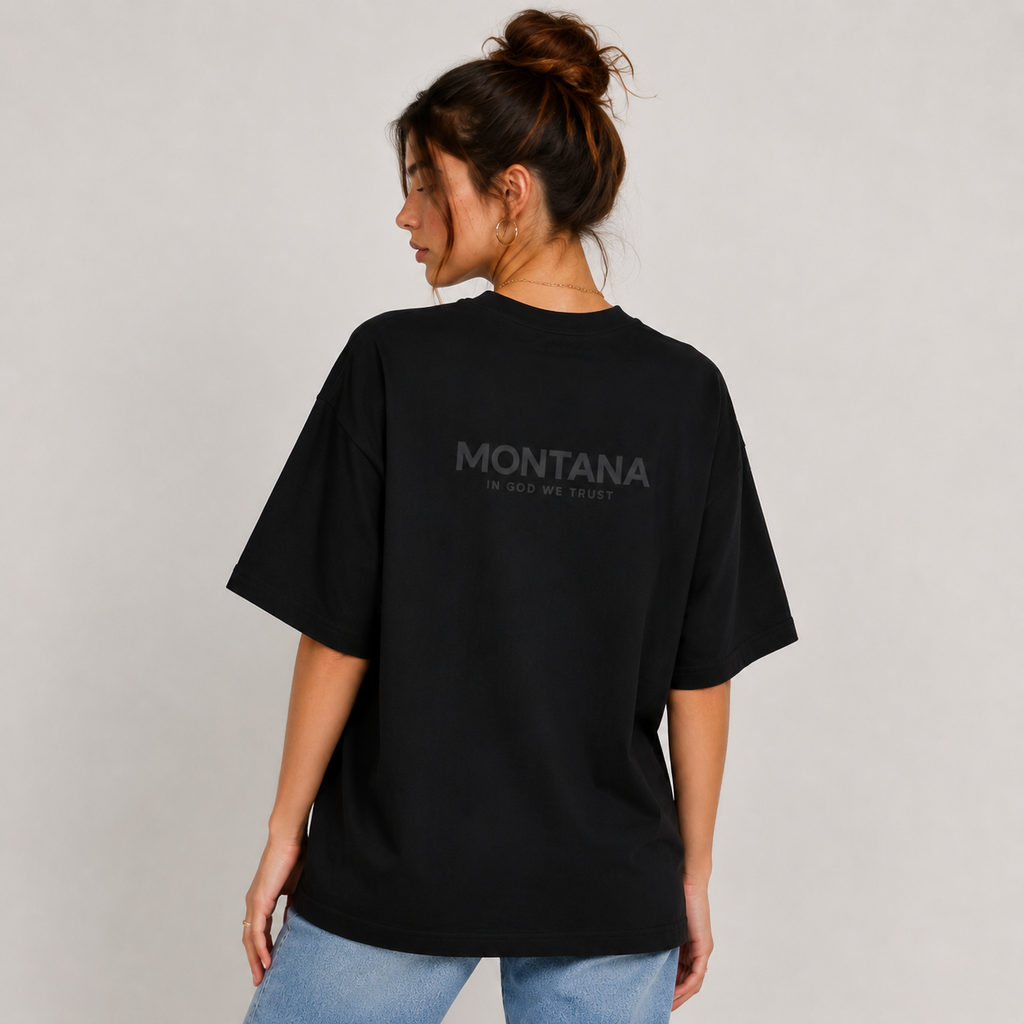 Montana All State In God We Trust Unisex Casual Oversized Boxy Tee