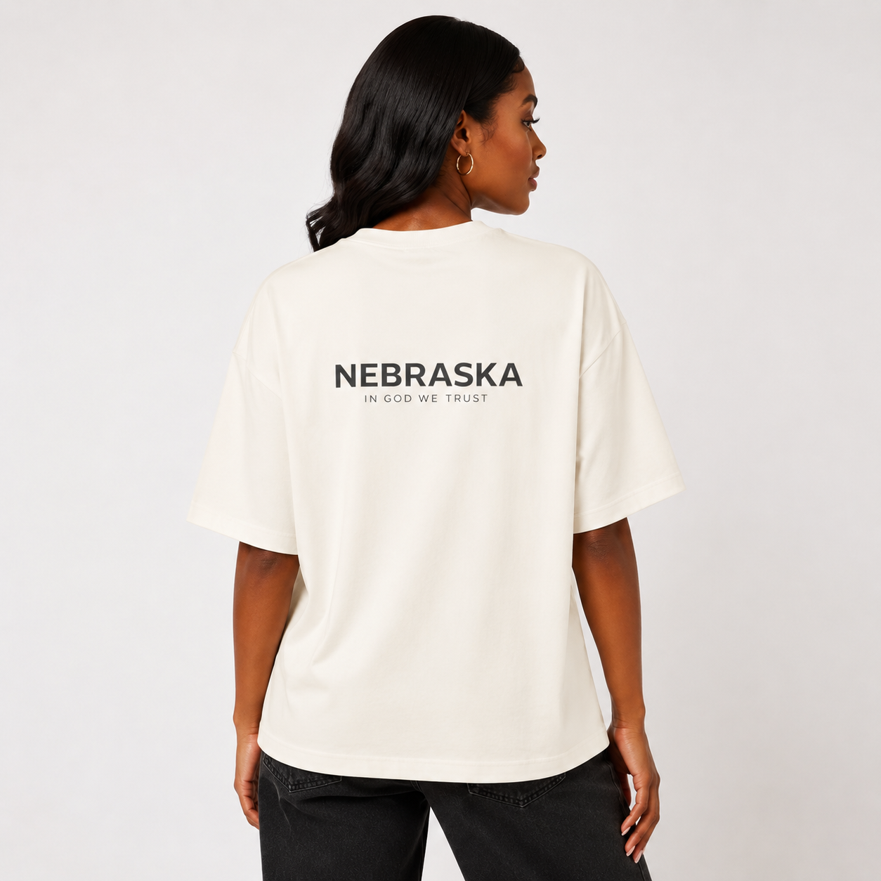 Nebraska All State In God We Trust Unisex Casual Oversized Boxy Tee
