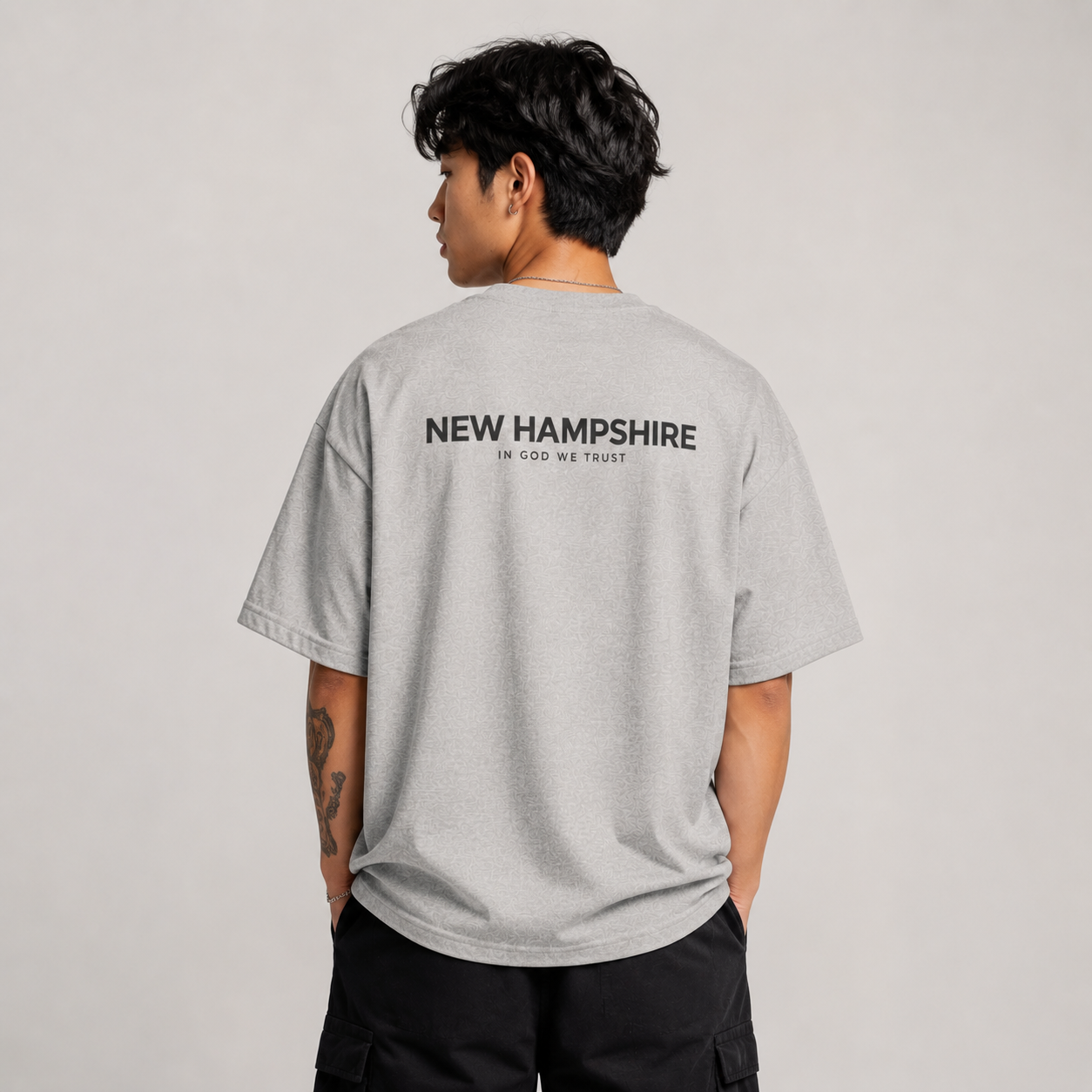 New Hampshire All State In God We Trust Unisex Casual Oversized Boxy Tee