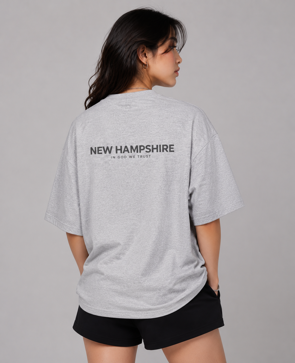 New Hampshire All State In God We Trust Unisex Casual Oversized Boxy Tee