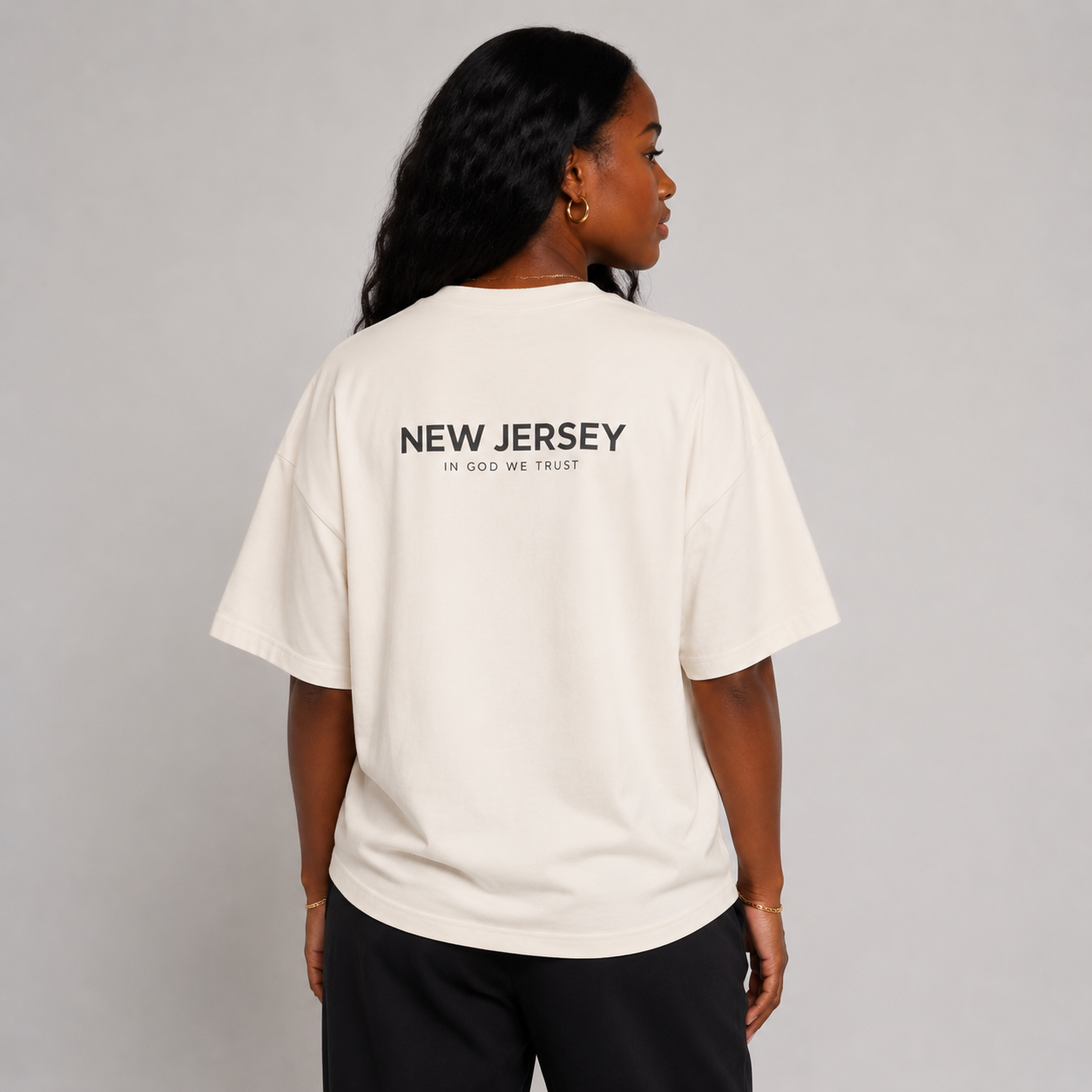 New Jersey All State In God We Trust Unisex Casual Oversized Boxy Tee