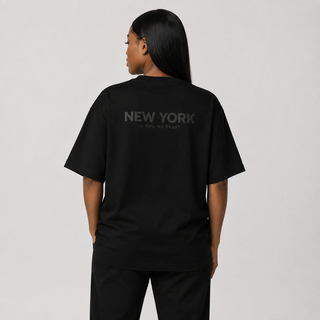 New York All State In God We Trust Unisex Casual Oversized Boxy Tee