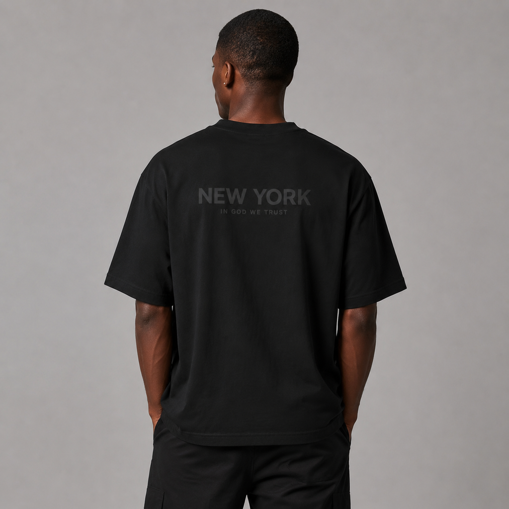 New York All State In God We Trust Unisex Casual Oversized Boxy Tee
