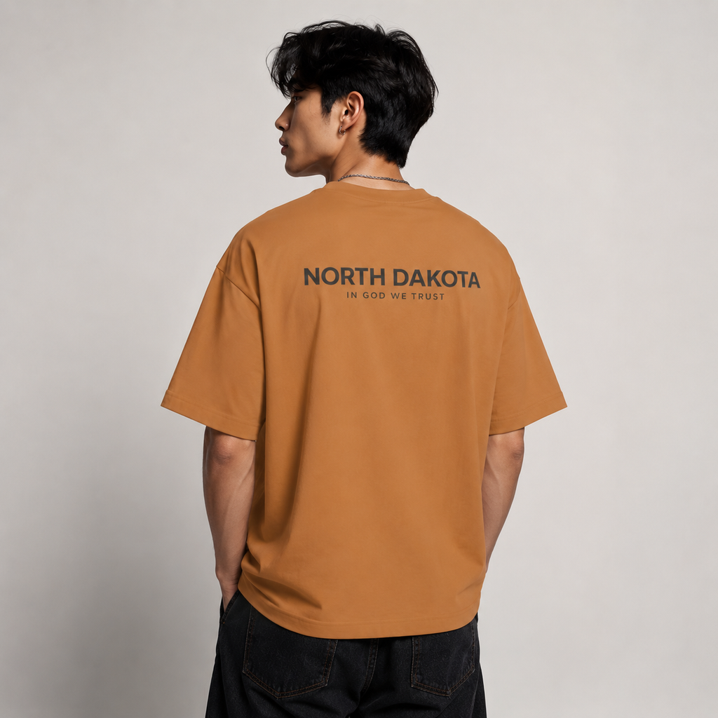 North Dakota All State In God We Trust Unisex Casual Oversized Boxy Tee