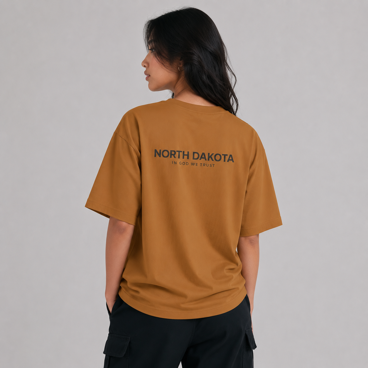 North Dakota All State In God We Trust Unisex Casual Oversized Boxy Tee