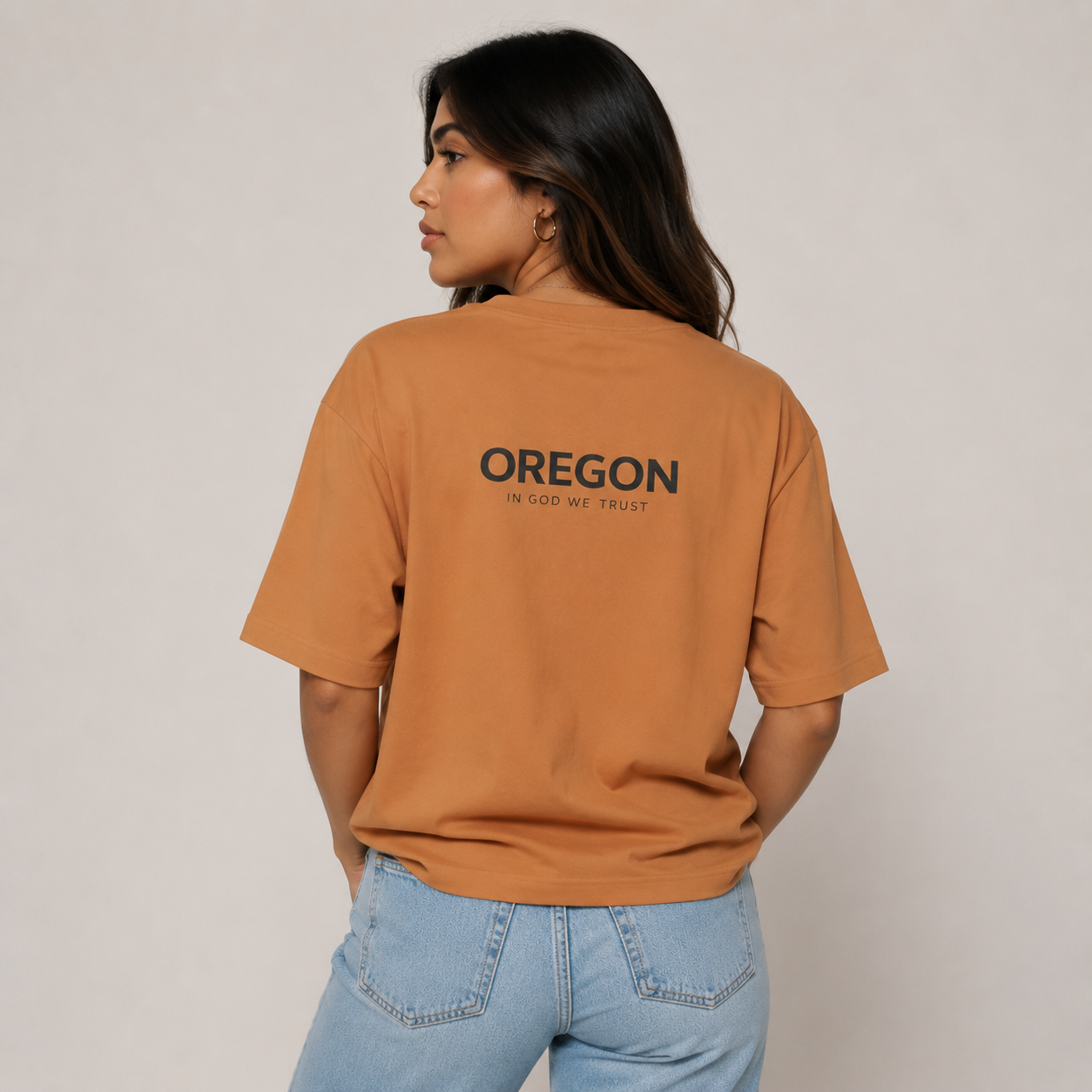 Oregon All State In God We Trust Unisex Casual Oversized Boxy Tee