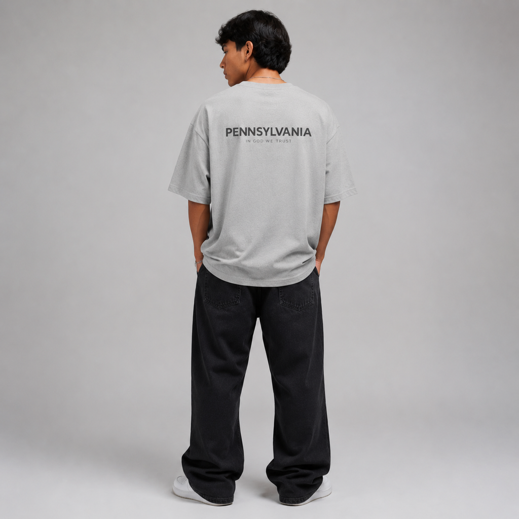 Pennsylvania All State In God We Trust Unisex Casual Oversized Boxy Tee