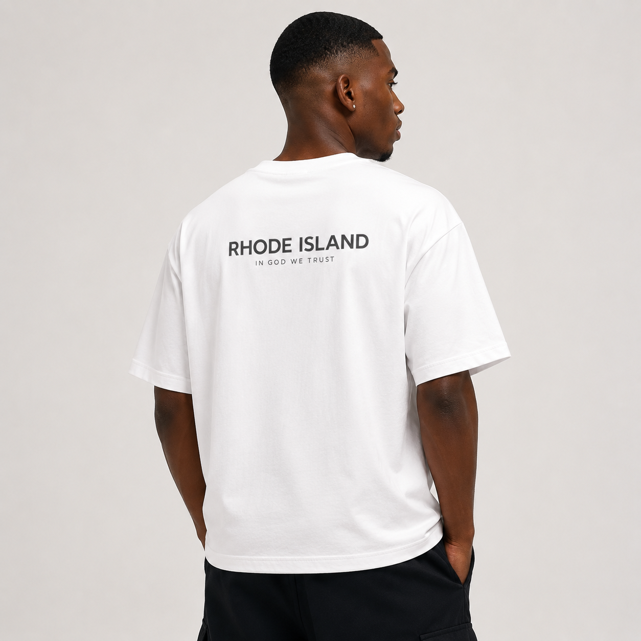 Rhode Island All State In God We Trust Unisex Casual Oversized Boxy Tee