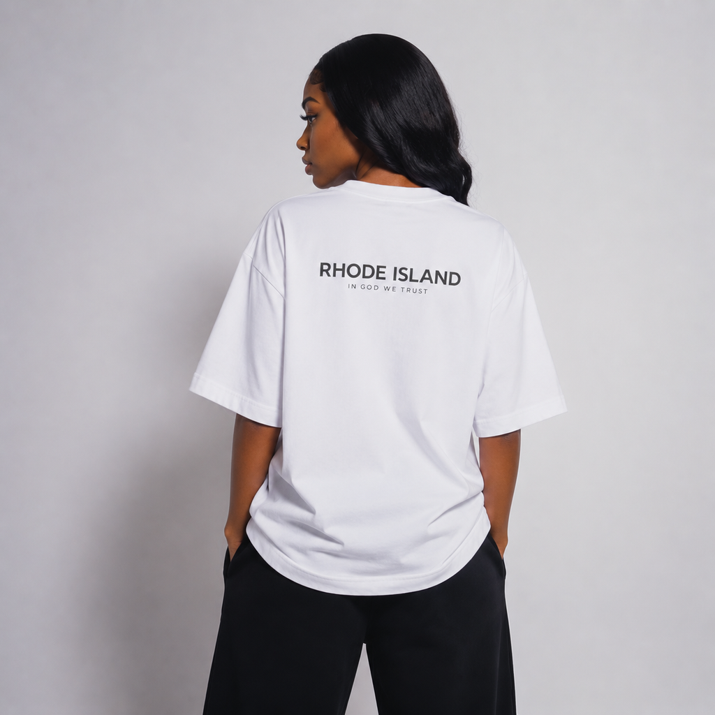 Rhode Island All State In God We Trust Unisex Casual Oversized Boxy Tee