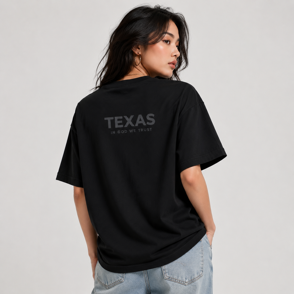 Texas All State In God We Trust Unisex Casual Oversized Boxy Tee