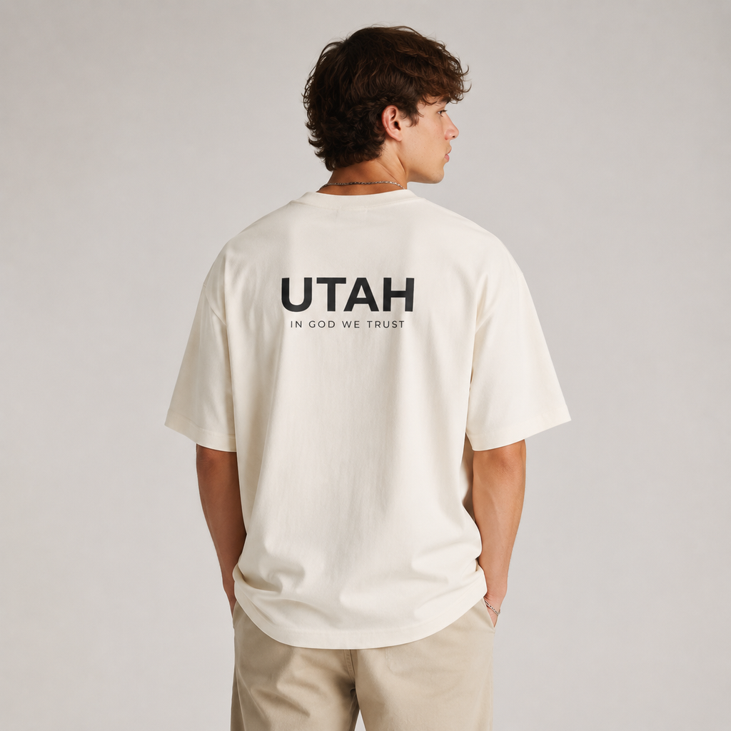 Utah All State In God We Trust Unisex Casual Oversized Boxy Tee