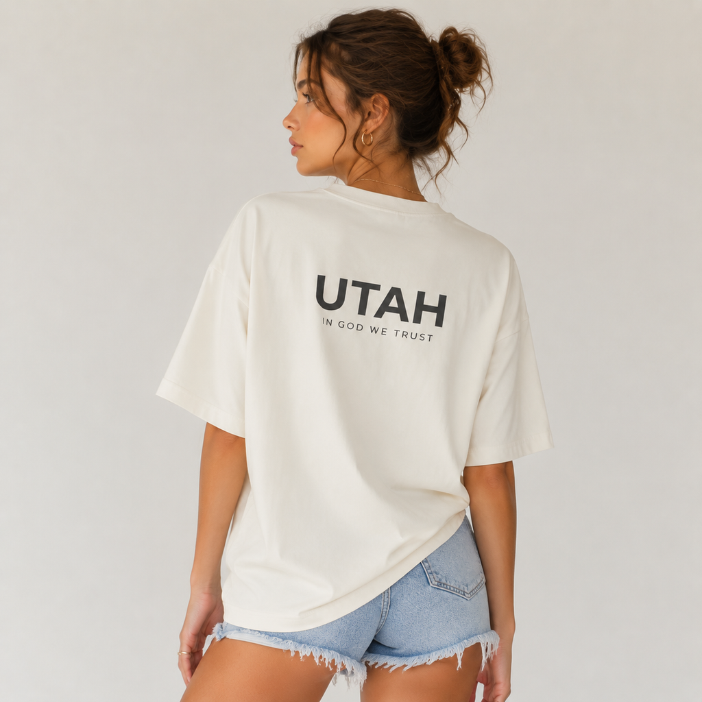 Utah All State In God We Trust Unisex Casual Oversized Boxy Tee