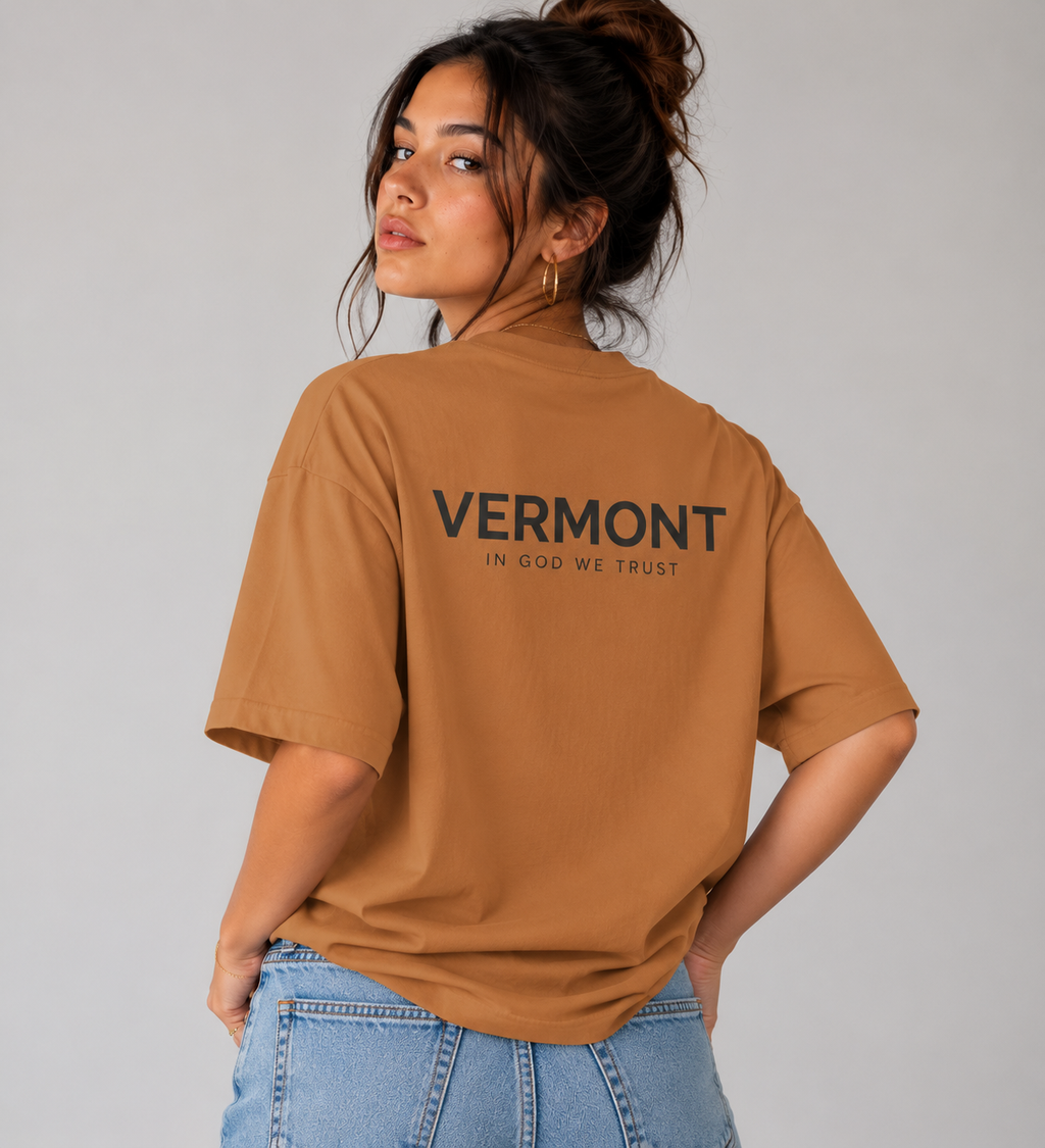 Vermont All State In God We Trust Unisex Casual Oversized Boxy Tee