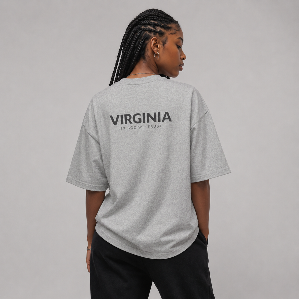 Virginia All State In God We Trust Unisex Casual Oversized Boxy Tee