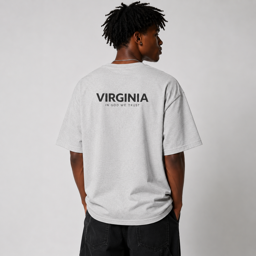 Virginia All State In God We Trust Unisex Casual Oversized Boxy Tee