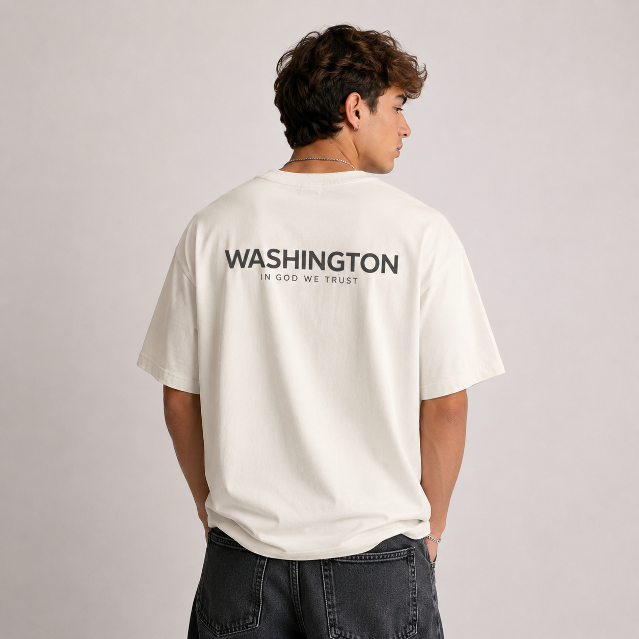 Washington All State In God We Trust Unisex Casual Oversized Boxy Tee
