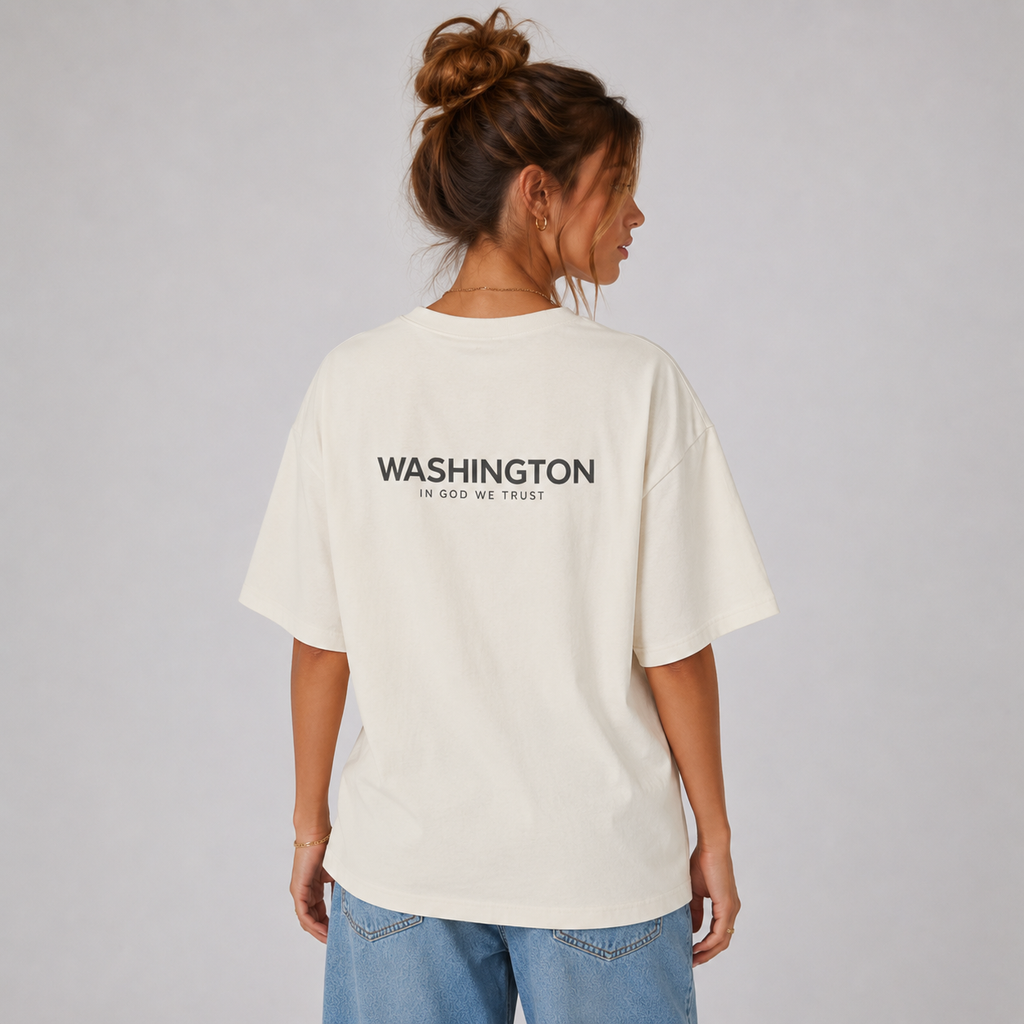Washington All State In God We Trust Unisex Casual Oversized Boxy Tee