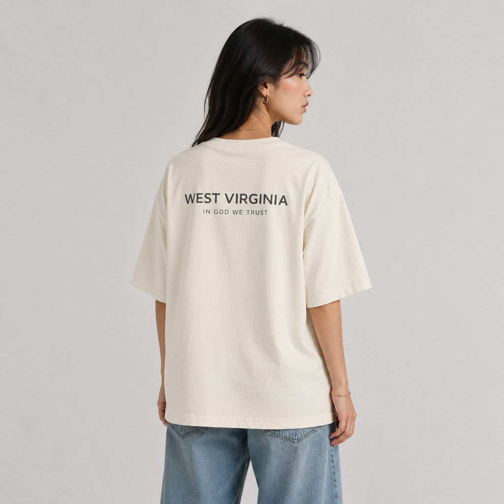 West Virginia All State In God We Trust Unisex Casual Oversized Boxy Tee