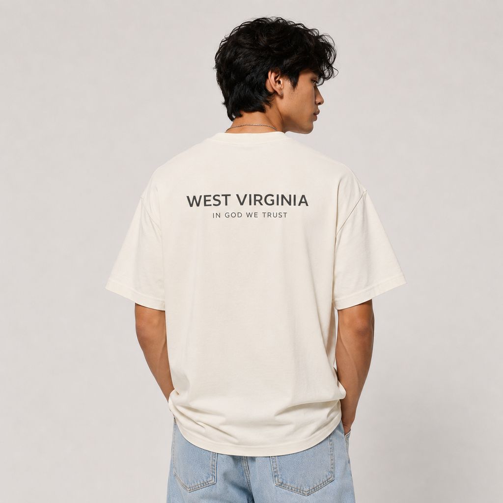 West Virginia All State In God We Trust Unisex Casual Oversized Boxy Tee