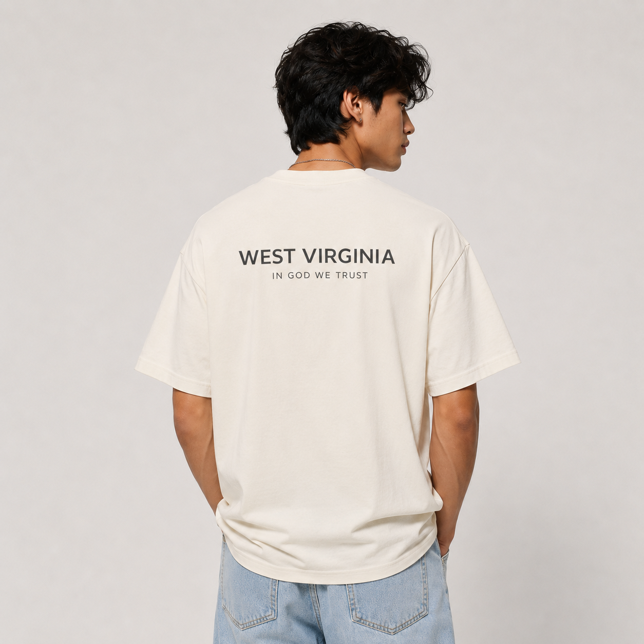 West Virginia All State In God We Trust Unisex Casual Oversized Boxy Tee