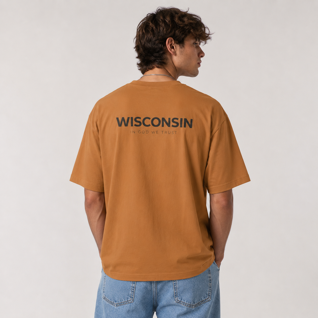 Wisconsin All State In God We Trust Unisex Casual Oversized Boxy Tee