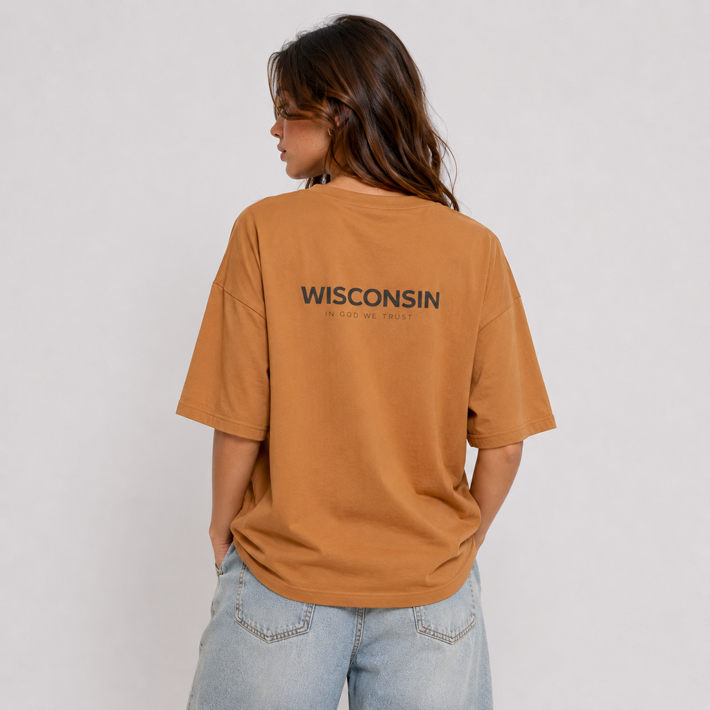 Wisconsin All State In God We Trust Unisex Casual Oversized Boxy Tee