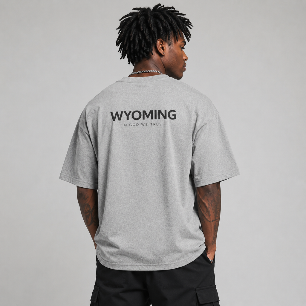Wyoming All State In God We Trust Unisex Casual Oversized Boxy Tee