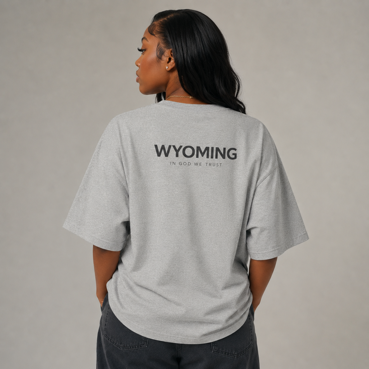 Wyoming All State In God We Trust Unisex Casual Oversized Boxy Tee