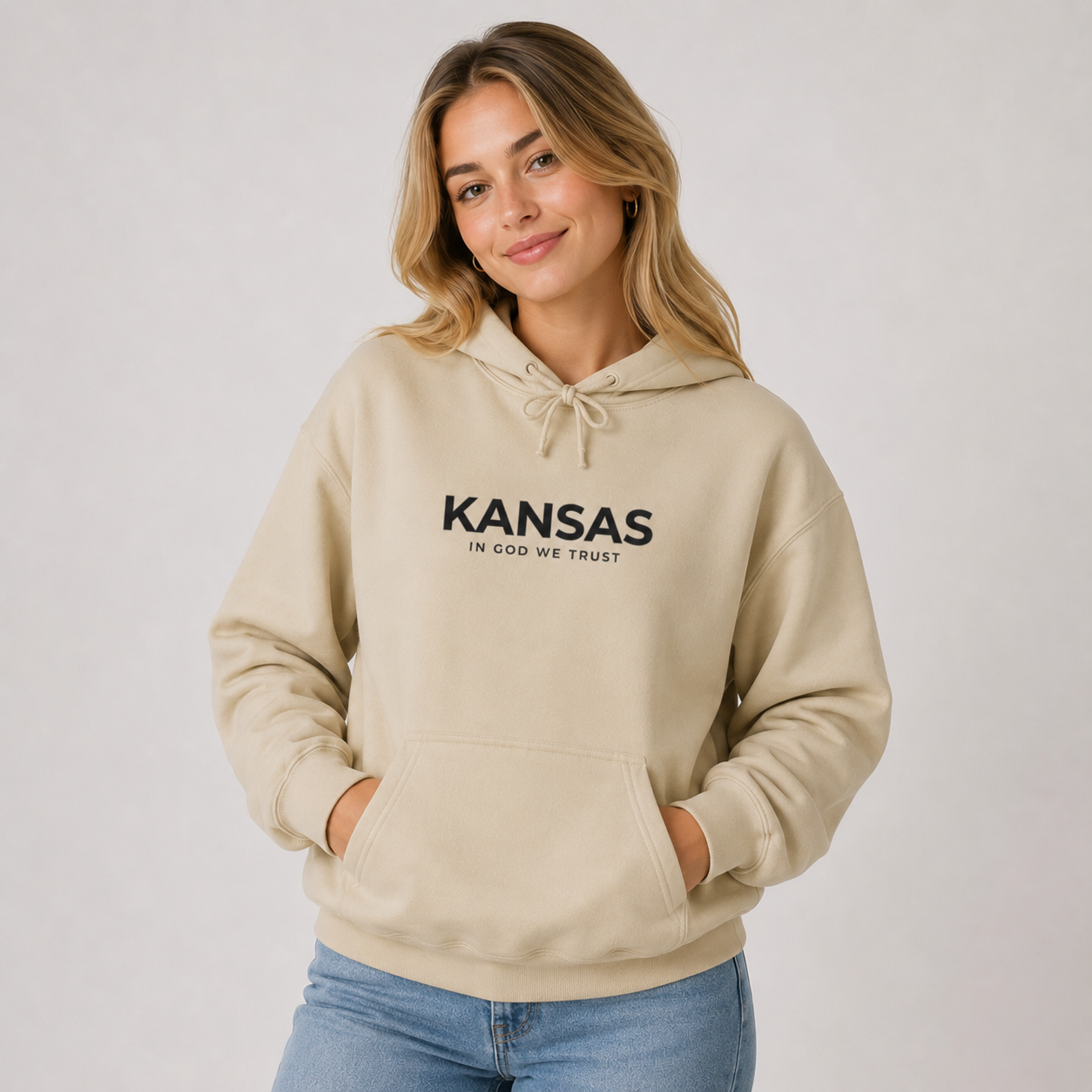 Kansas All State In God We Trust Unisex Hooded Sweatshirt