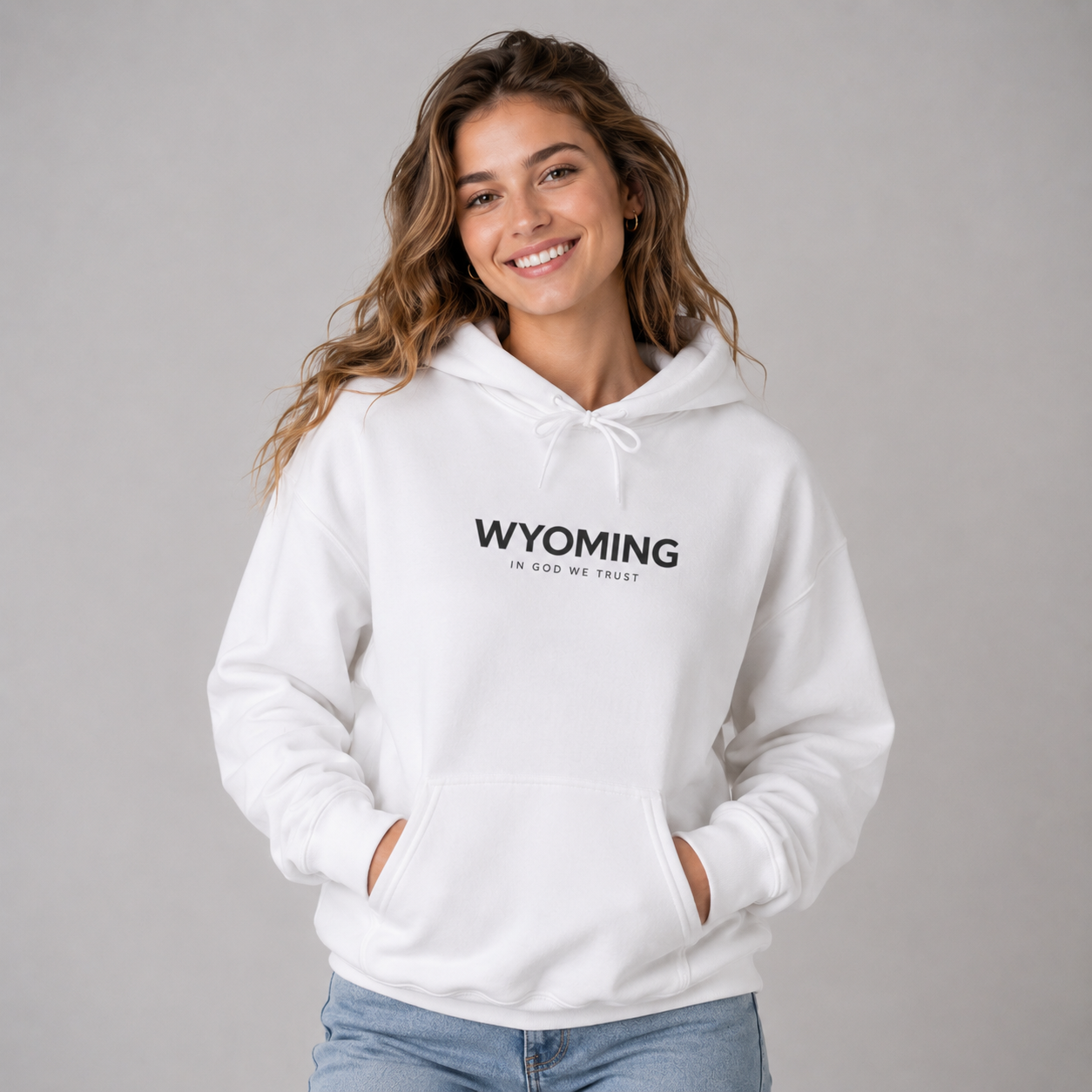Wyoming All State In God We Trust Unisex Hooded Sweatshirt