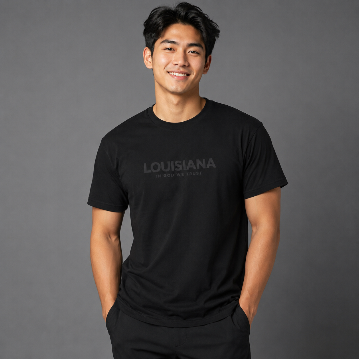 Louisiana All State In God We Trust Front Design Unisex Everyday Tee