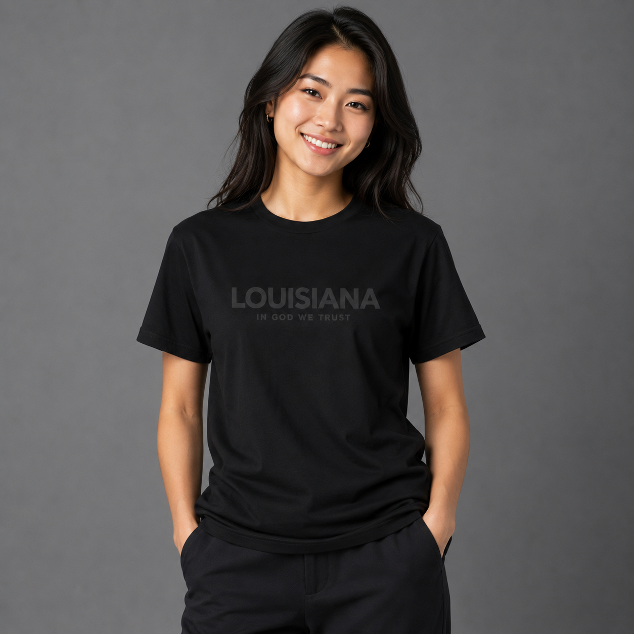 Louisiana All State In God We Trust Front Design Unisex Everyday Tee