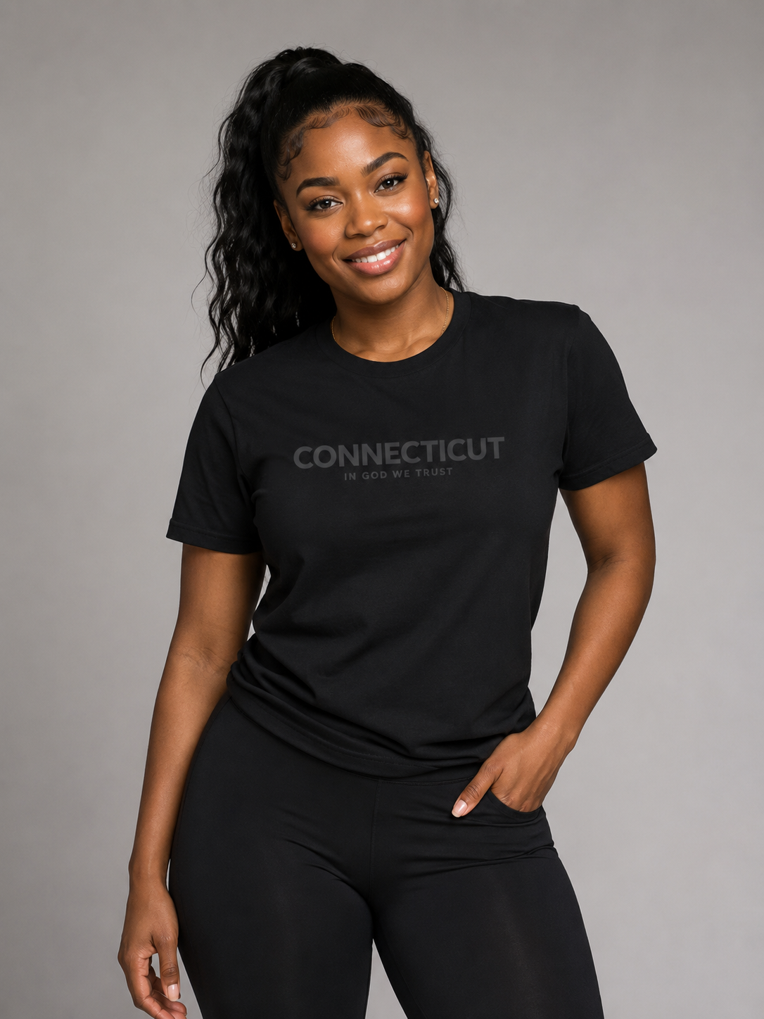 Connecticut All State In God We Trust Front Design Unisex Everyday Tee