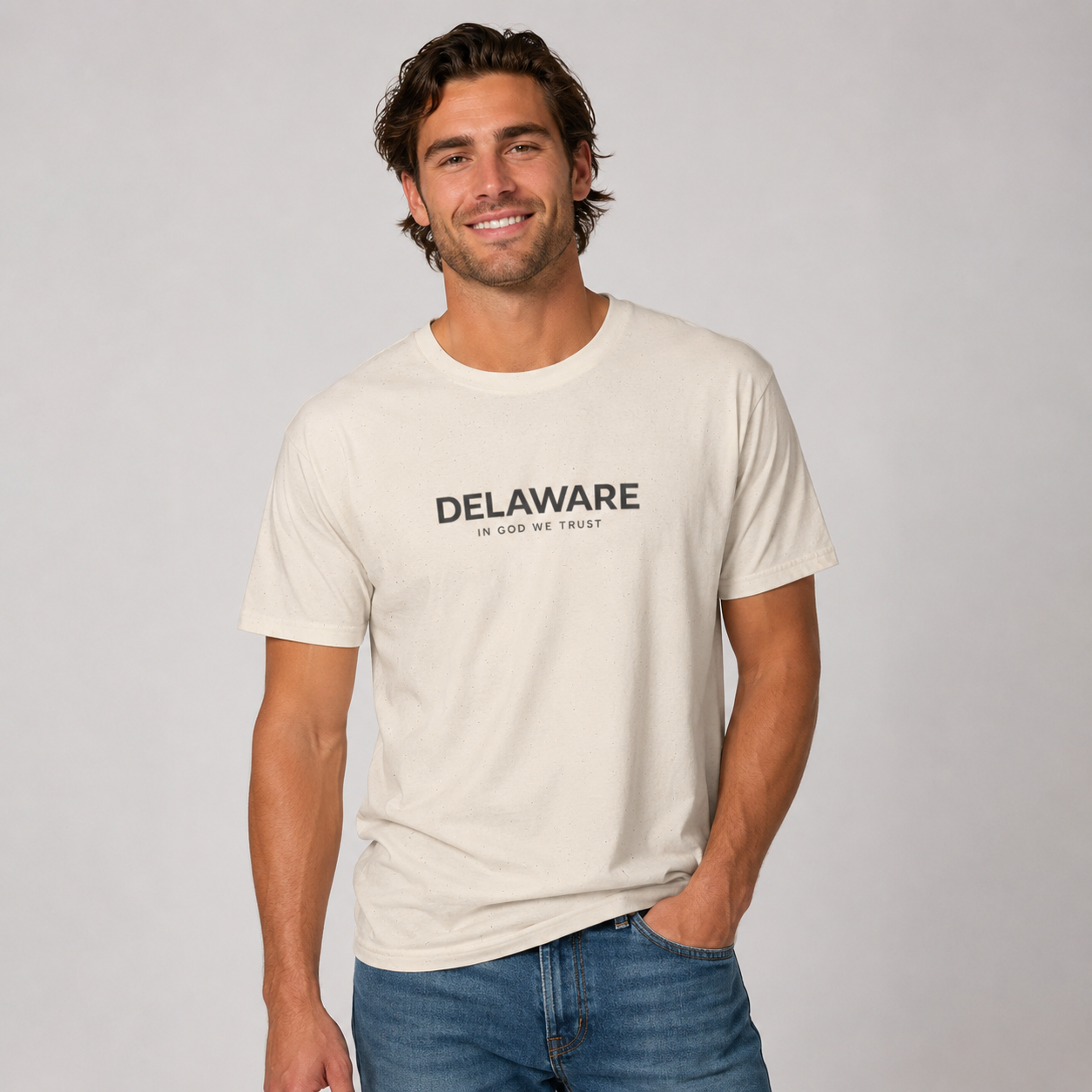 Delaware All State In God We Trust Front Design Unisex Everyday Tee