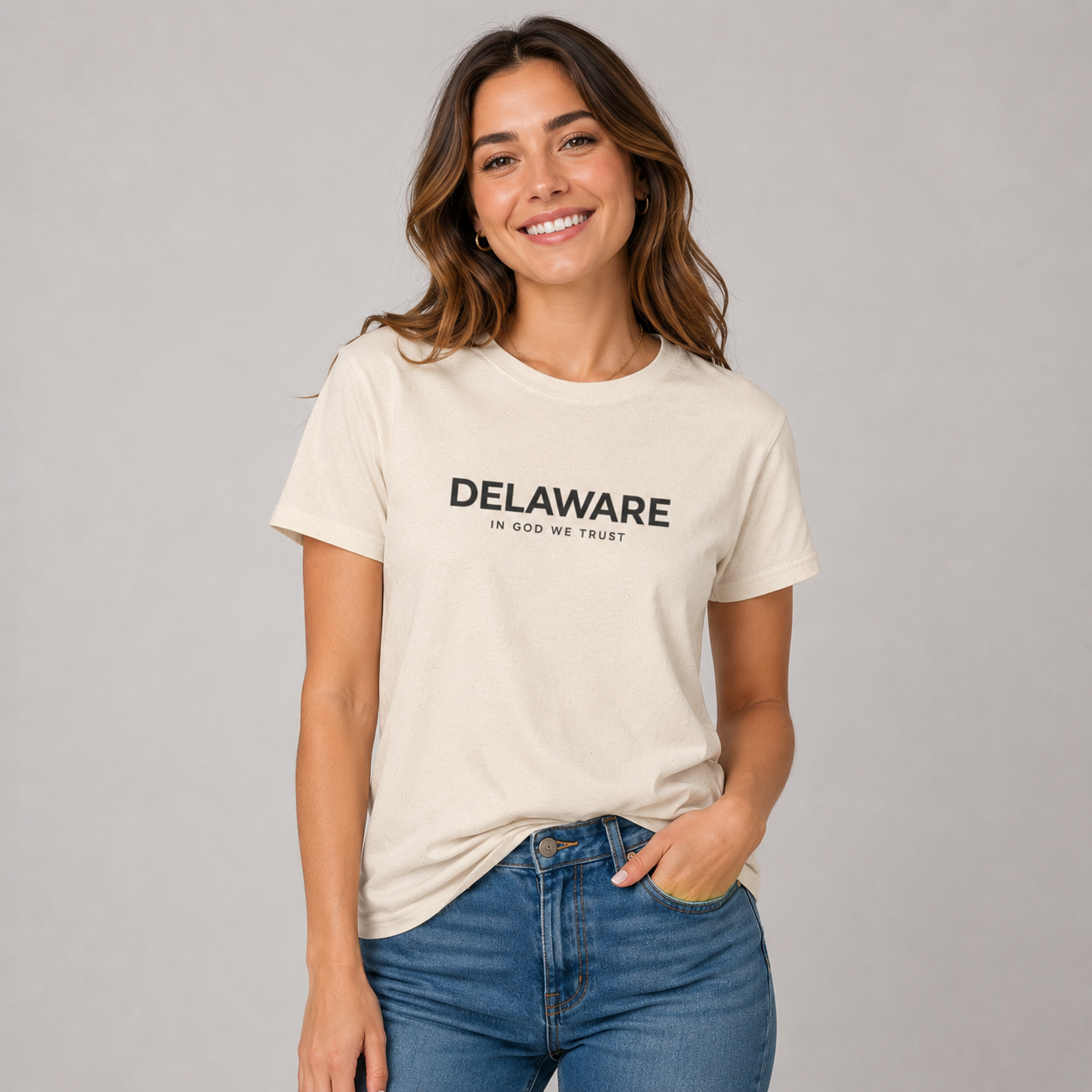 Delaware All State In God We Trust Front Design Unisex Everyday Tee