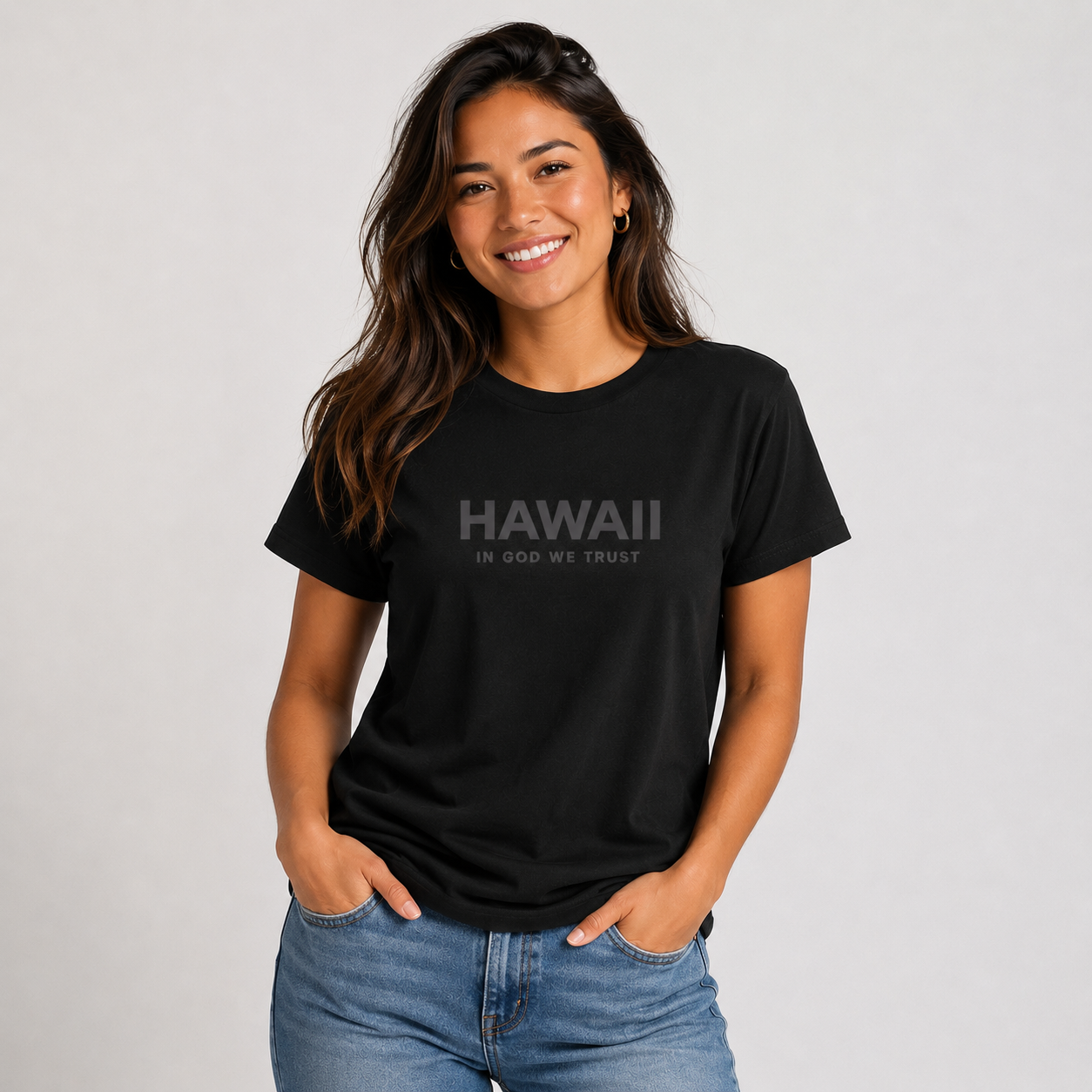 Hawaii All State In God We Trust Front Design Unisex Everyday Tee