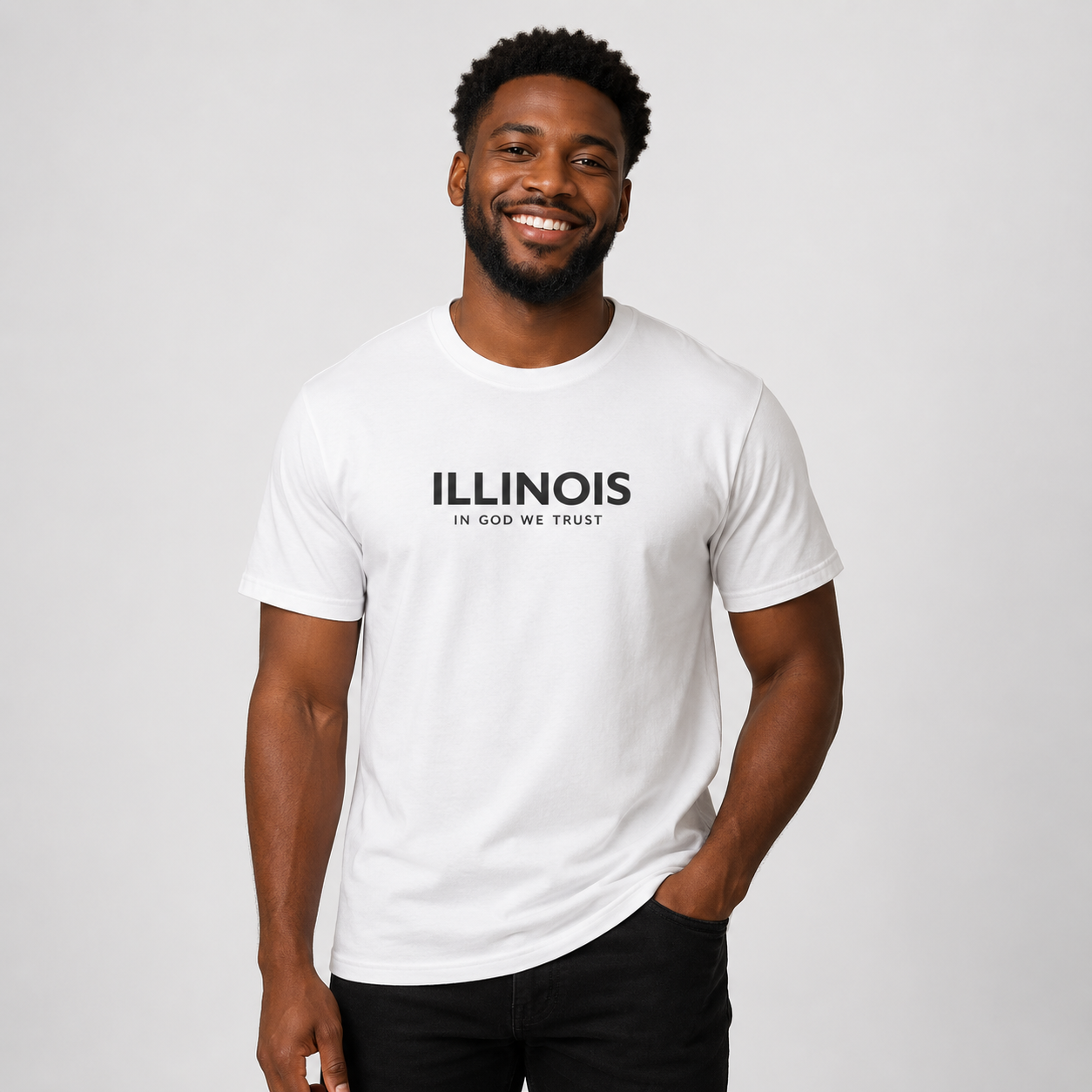 Illinois All State In God We Trust Front Design Unisex Everyday Tee