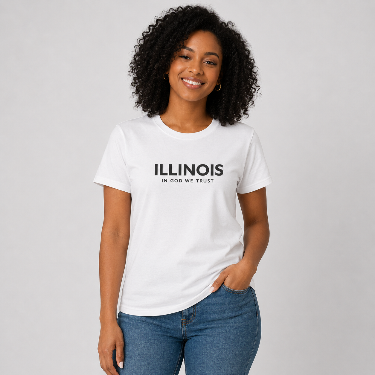 Illinois All State In God We Trust Front Design Unisex Everyday Tee
