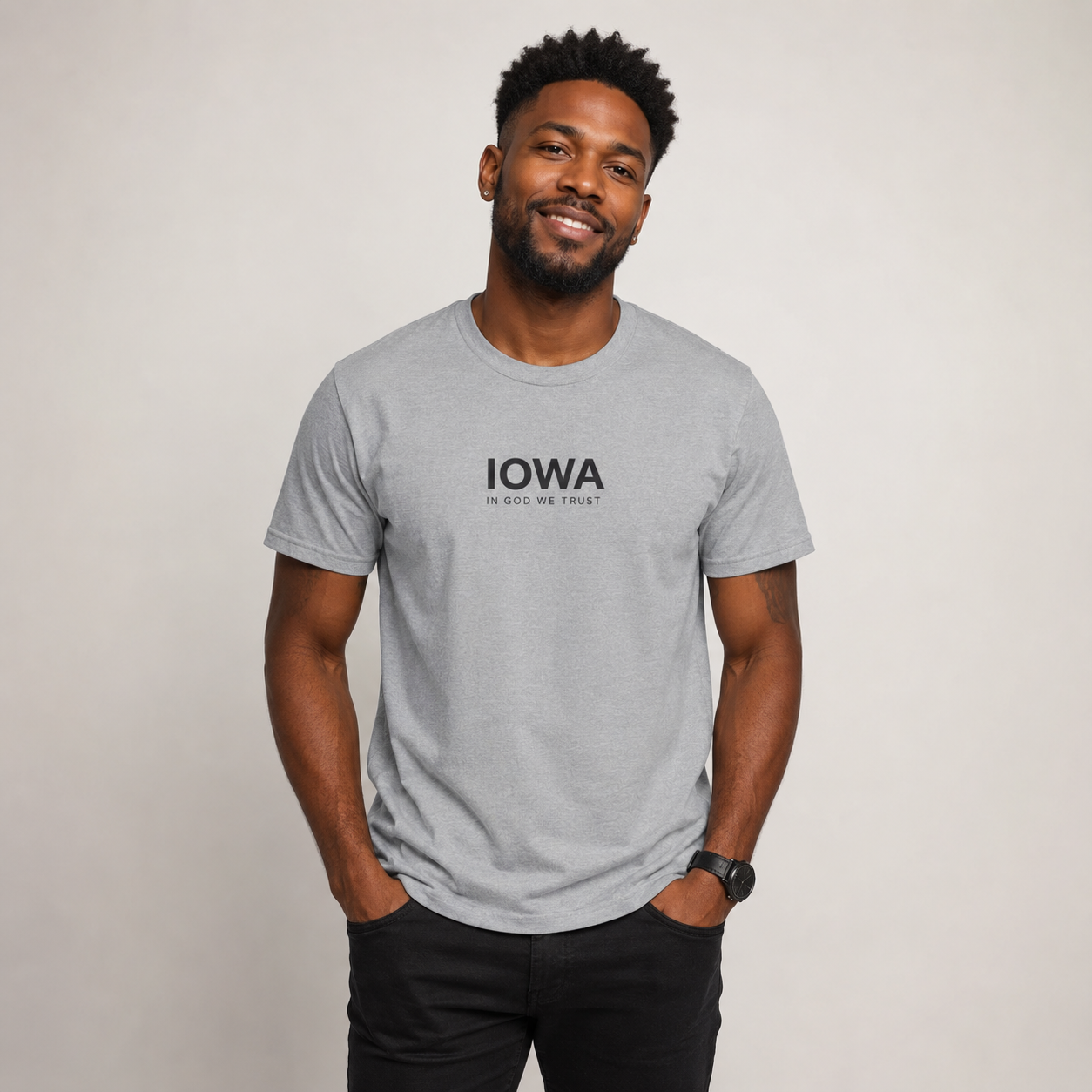 Iowa All State In God We Trust Front Design Unisex Everyday Tee