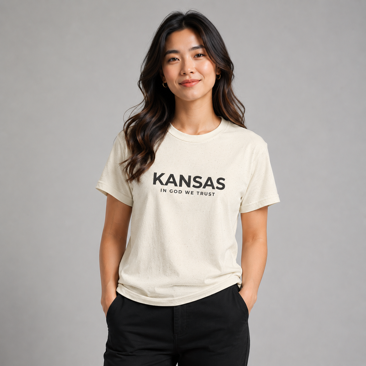 Kansas All State In God We Trust Front Design Unisex Everyday Tee