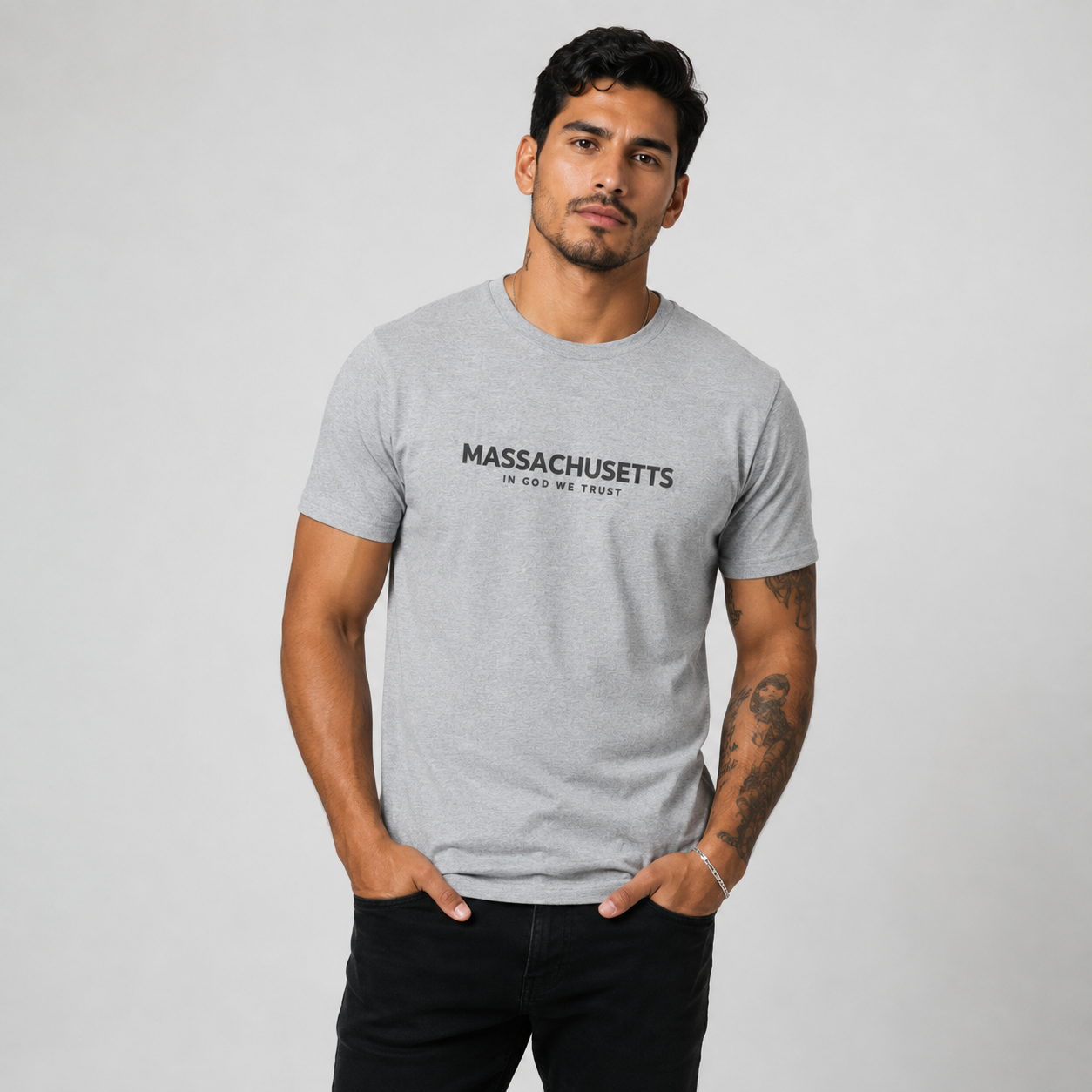 Massachusetts All State In God We Trust Front Design Unisex Everyday Tee