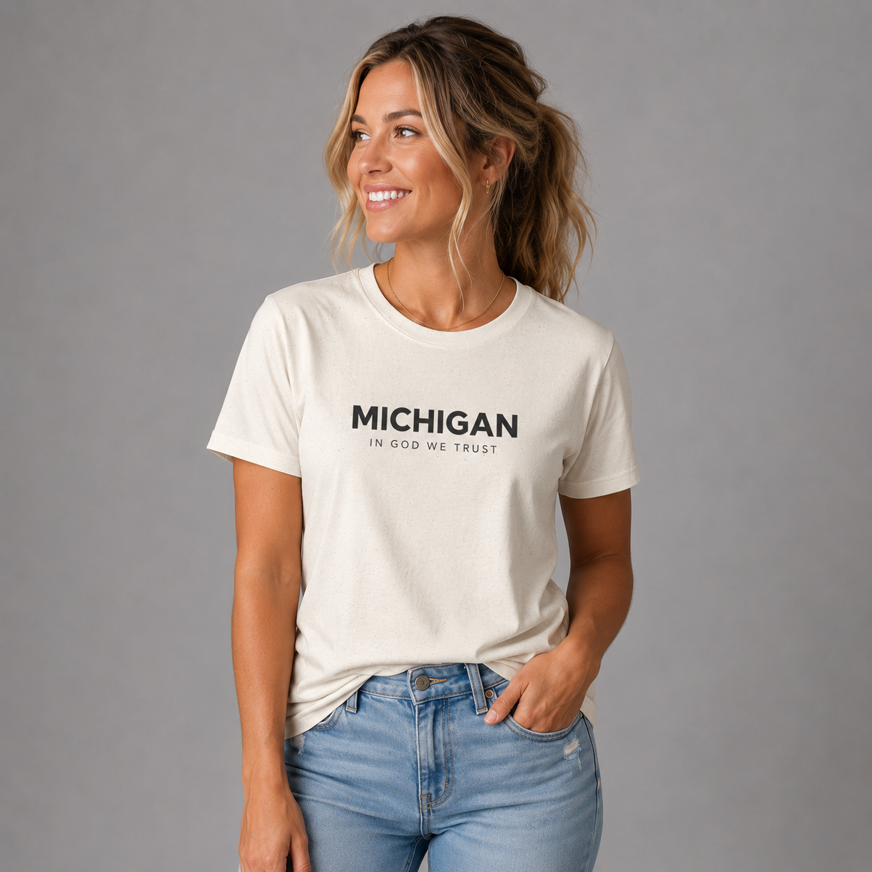Michigan All State In God We Trust Front Design Unisex Everyday Tee