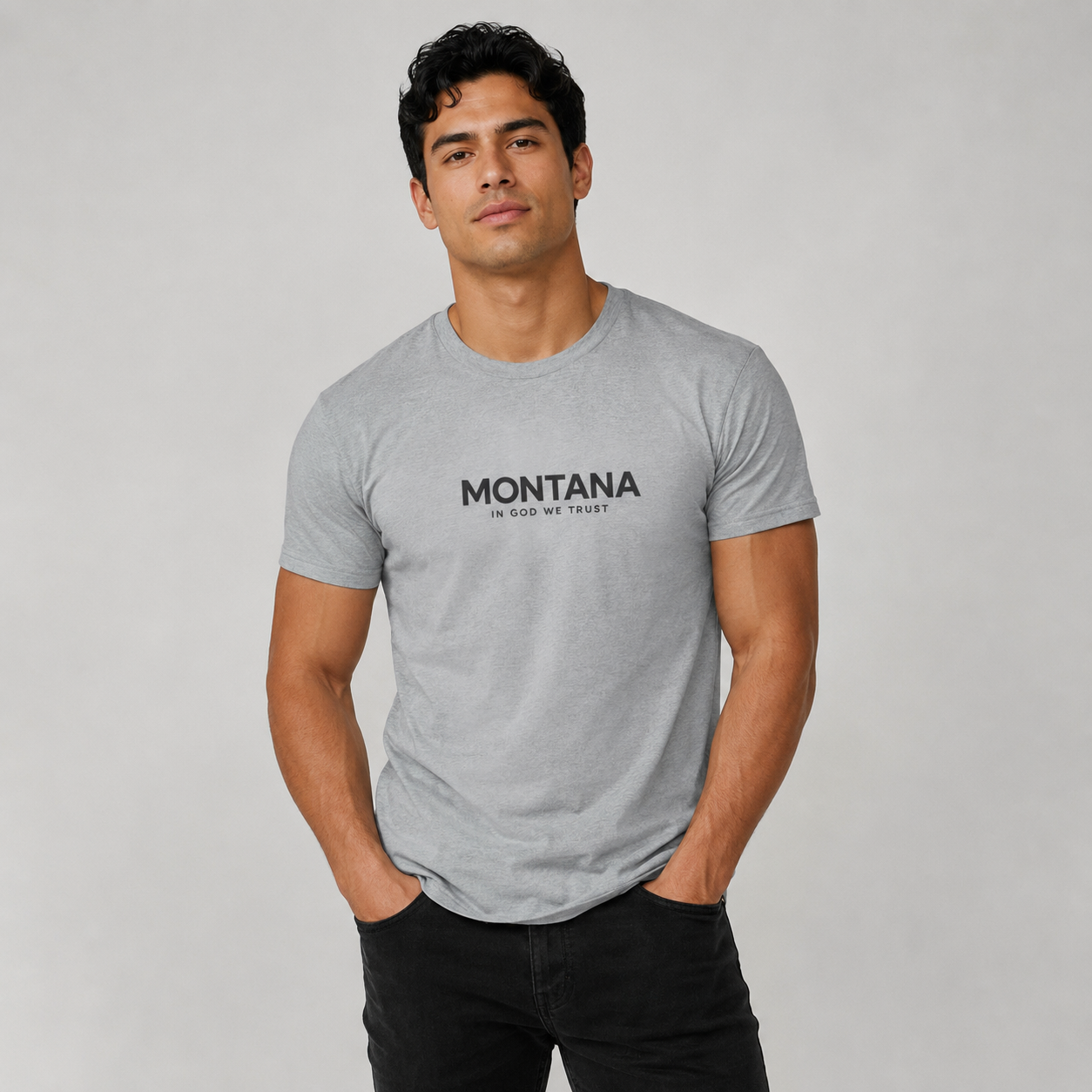 Montana All State In God We Trust Front Design Unisex Everyday Tee