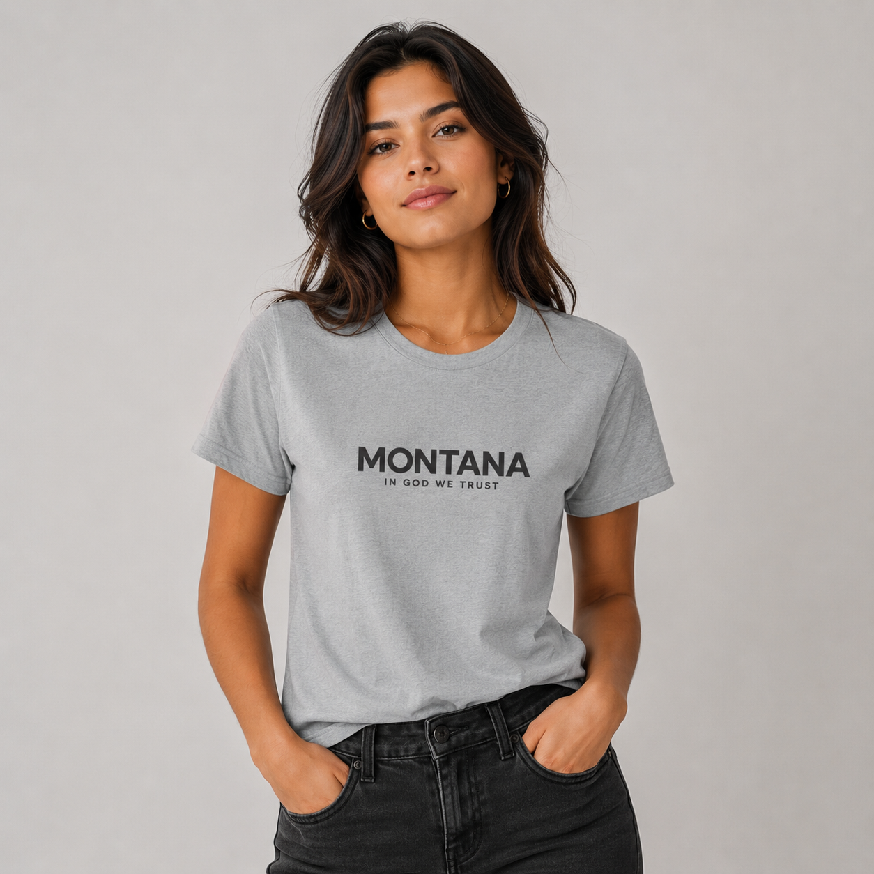 Montana All State In God We Trust Front Design Unisex Everyday Tee