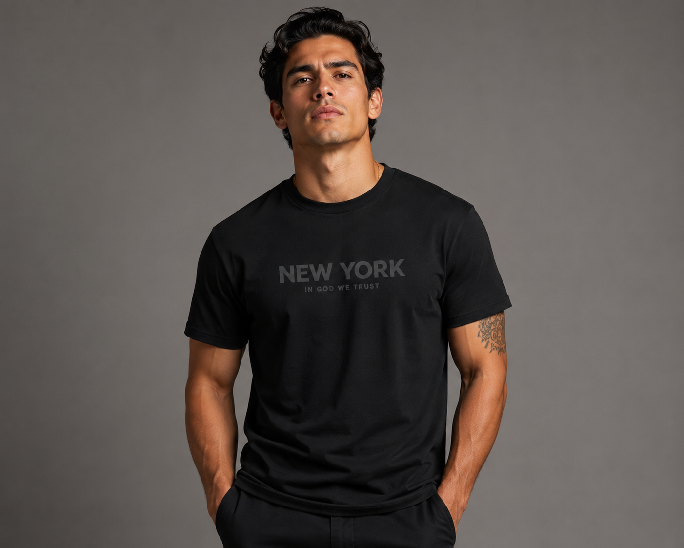 New York All State In God We Trust Front Design Unisex Everyday Tee