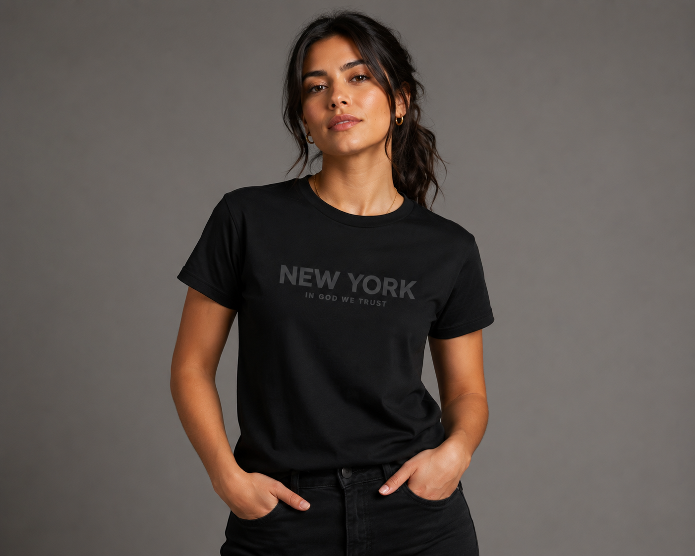 New York All State In God We Trust Front Design Unisex Everyday Tee