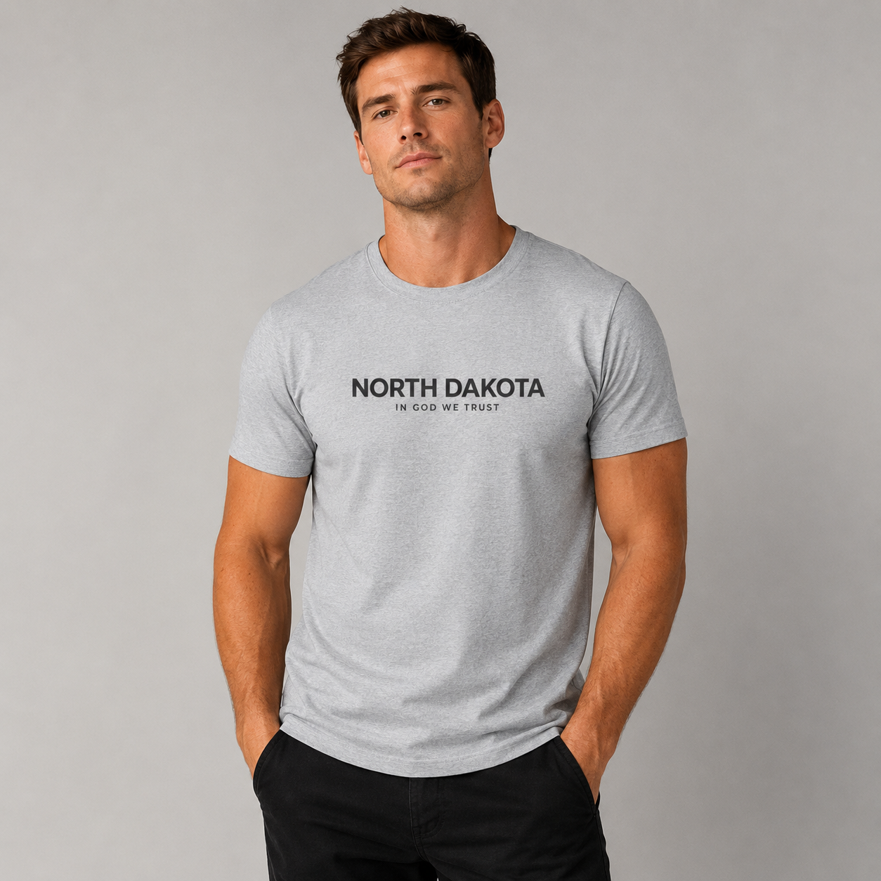 North Dakota All State In God We Trust Front Design Unisex Everyday Tee