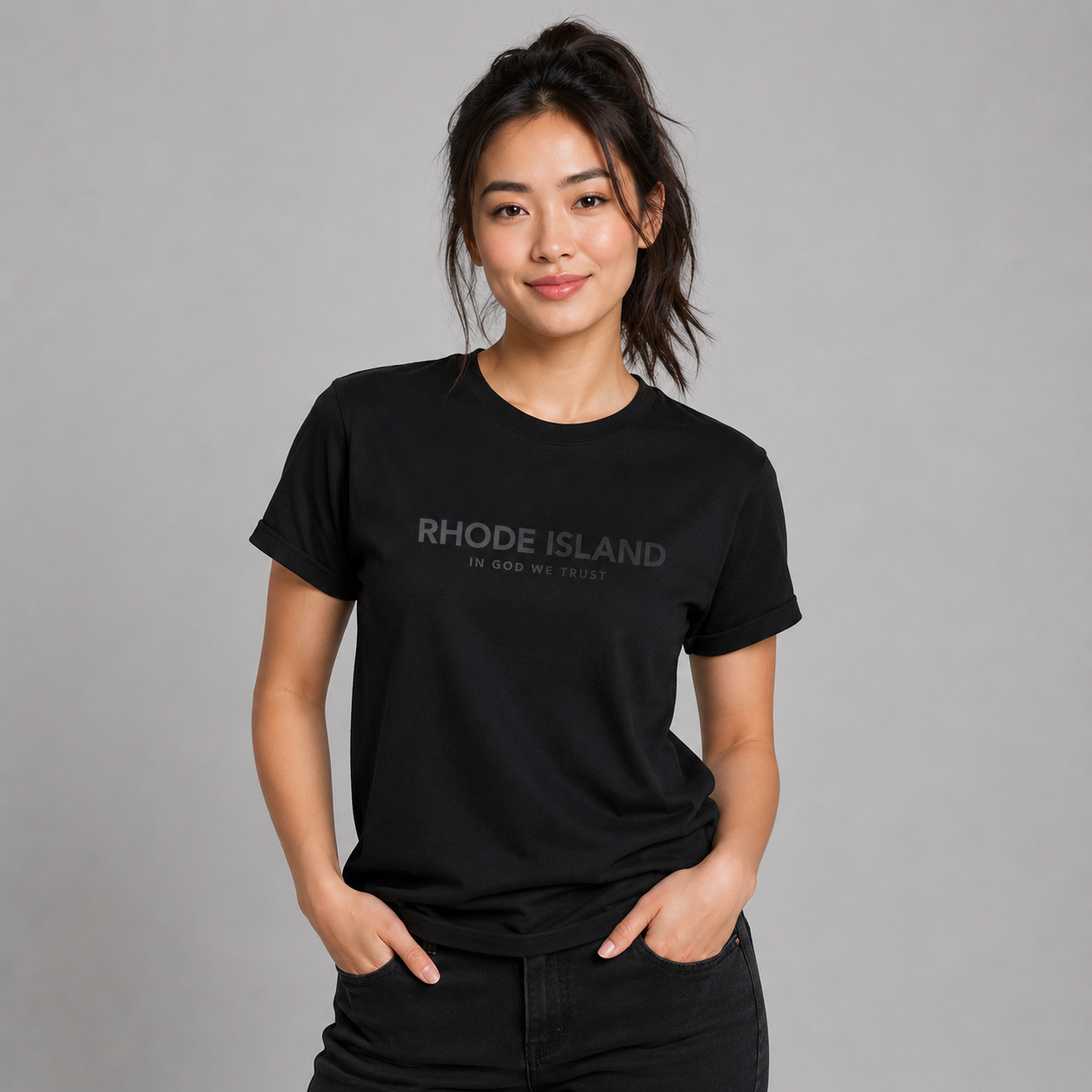 Rhode Island All State In God We Trust Front Design Unisex Everyday Tee