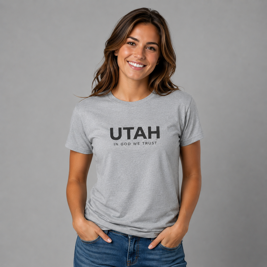 Utah All State In God We Trust Front Design Unisex Everyday Tee