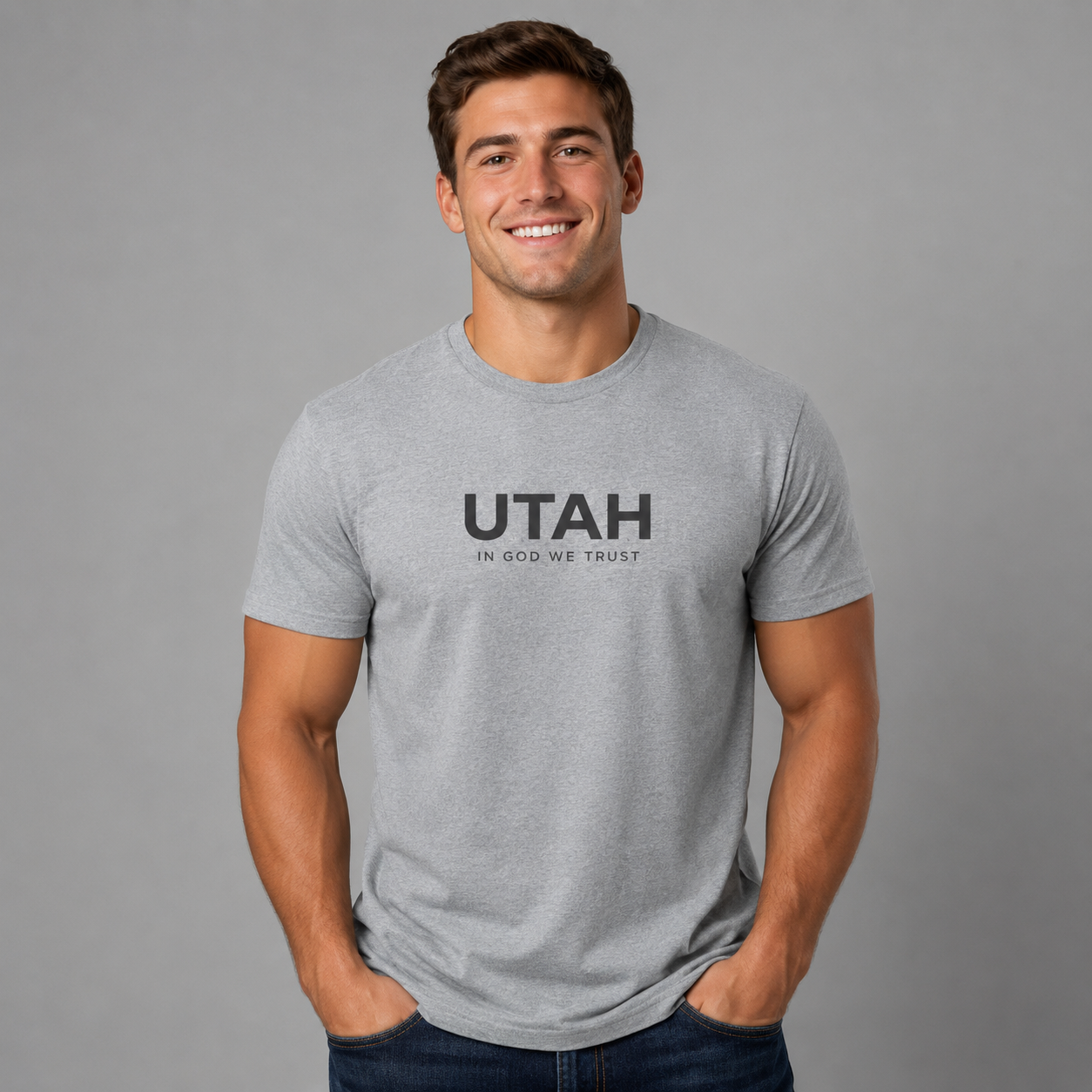 Utah All State In God We Trust Front Design Unisex Everyday Tee